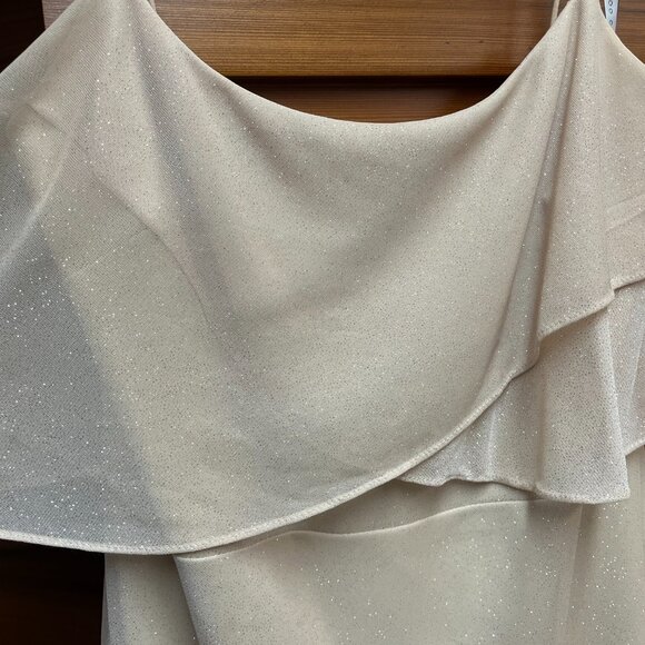 Jenny Yoo Blake Crossover Bridesmaid Dress Gold Glitter Size 10 - Picture 6 of 6
